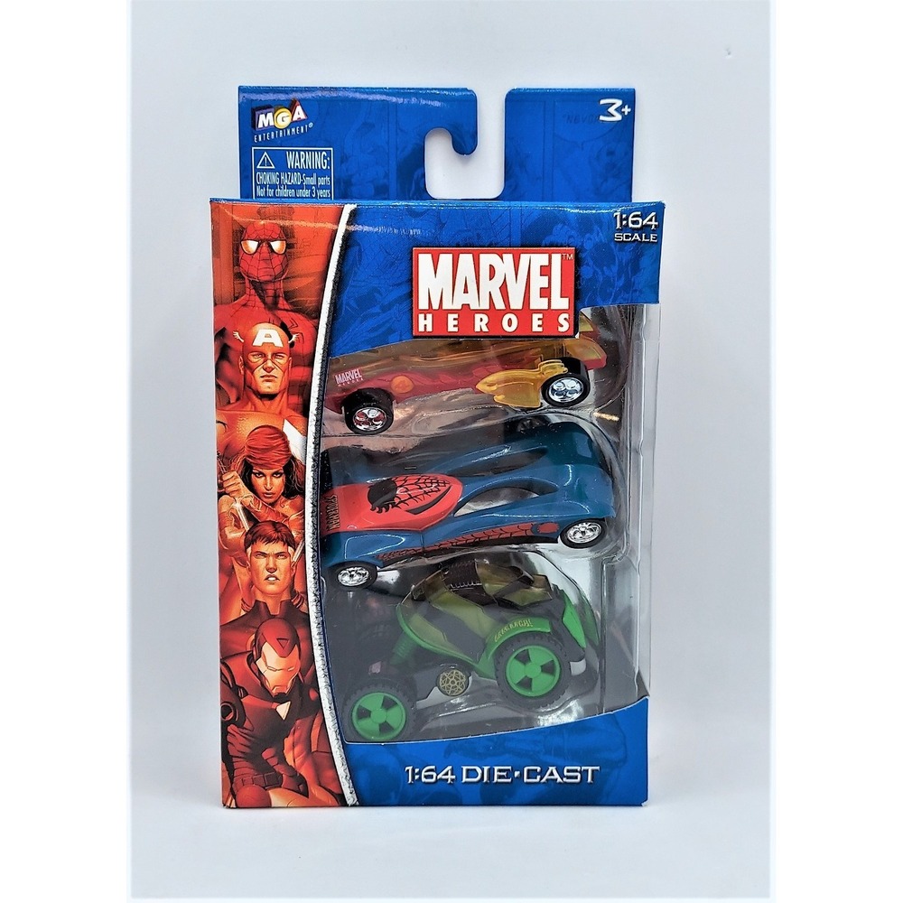 2006 Marvel Heroes Human Torch, Spider-Man & Hulk Die-Cast Cars